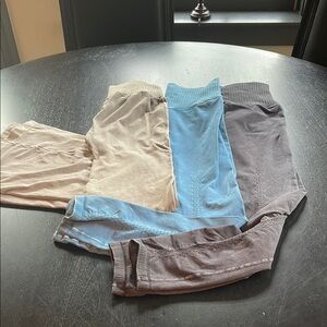 Leggings Blue, Gray, and Tan